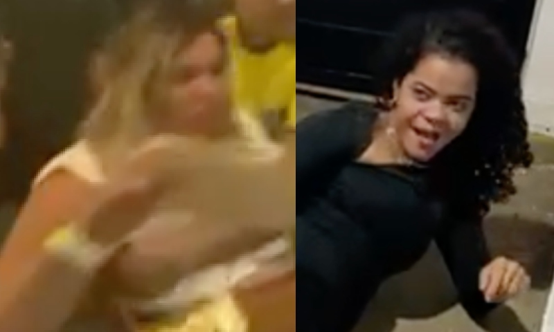 Mulher loira e morena brigam por atenção de homem comprometido em banheiro de bar; assista aos vídeos